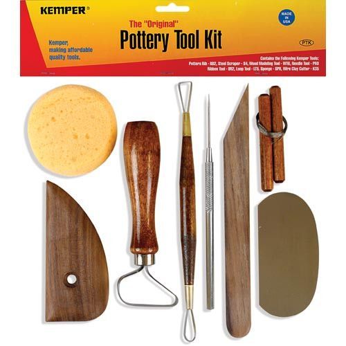Kemper Tools 8-Piece Pottery Tool Kit, Hardwood Handles 